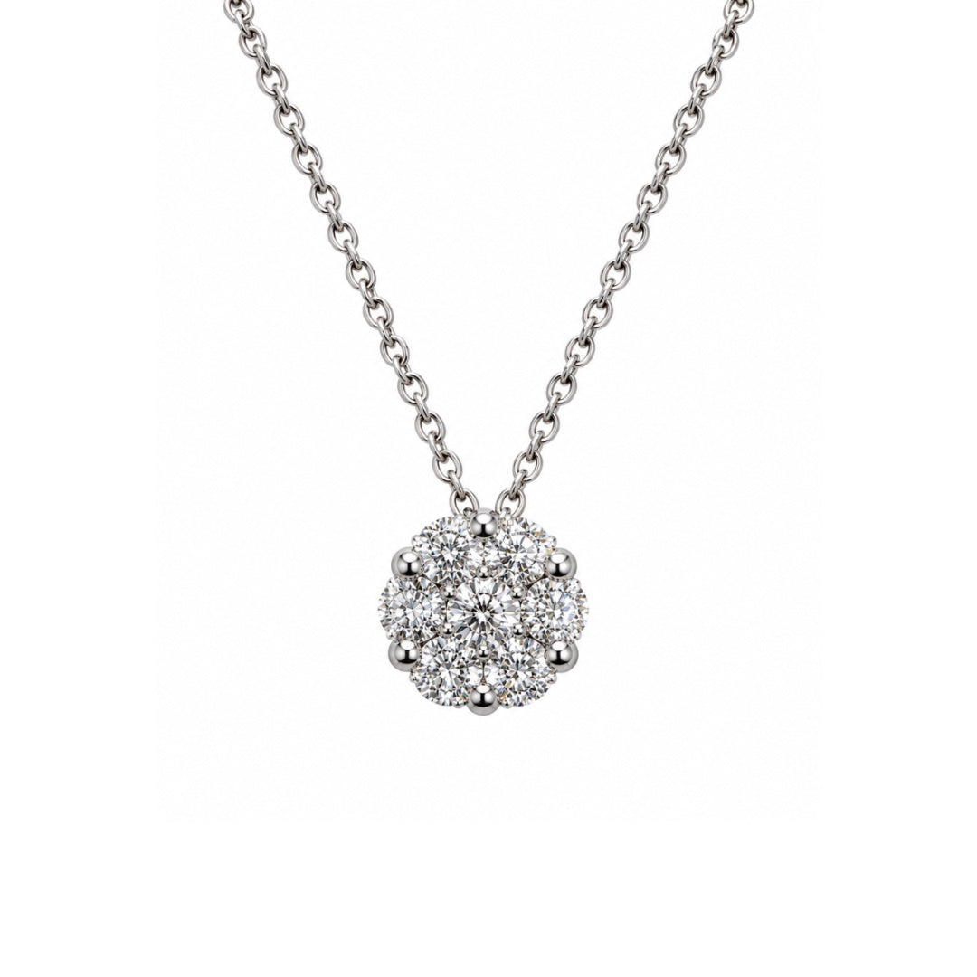 Collana Iannelli Handmade Fiore Magic in Oro Bianco 18 KT e Diamanti Naturali GCMAG30