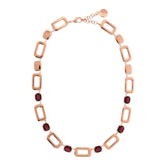 Collana Bronzallure Maglie Rettangolari E Prisma Gem Bordeaux A Baguette WSBZ02359.BRD