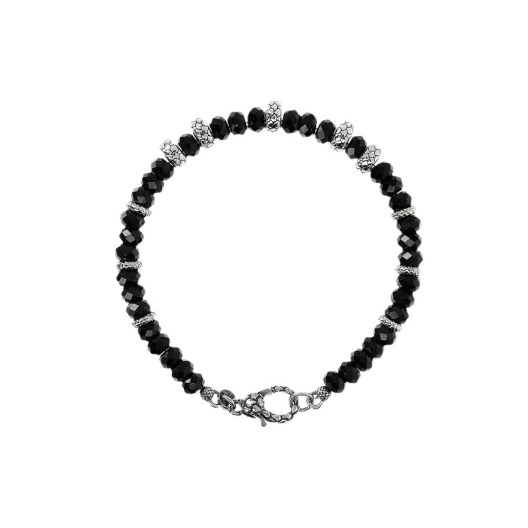 Albert M. Bracelet with Black Spinel and Mermaid Texture Washers