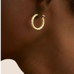Stroili Toujours Yellow Gold 9 KT 15 mm Hoop Earrings 1418289