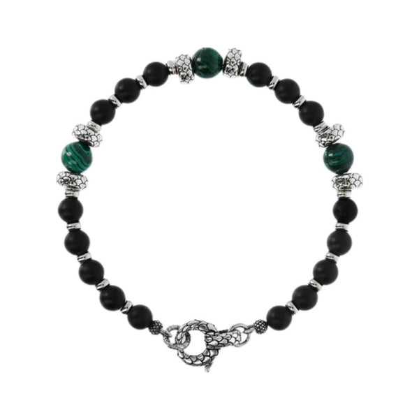 Bracciale Albert M. Con Rondelle Texture Sirena In Argento E Onice E Malachite WSOX00217.S