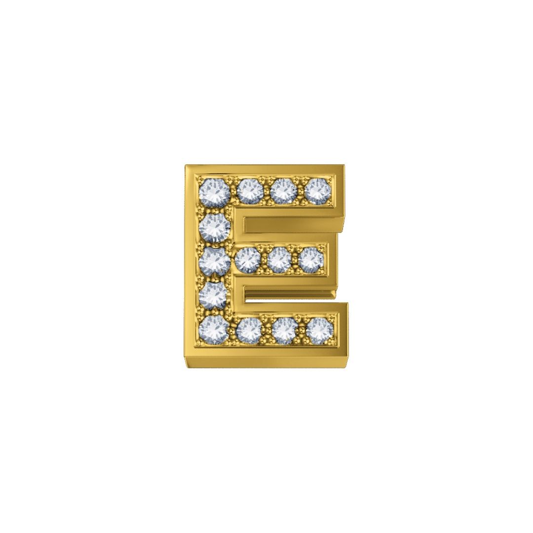 Elementos de la letra E en oro amarillo y diamantes de 0,02 ct
