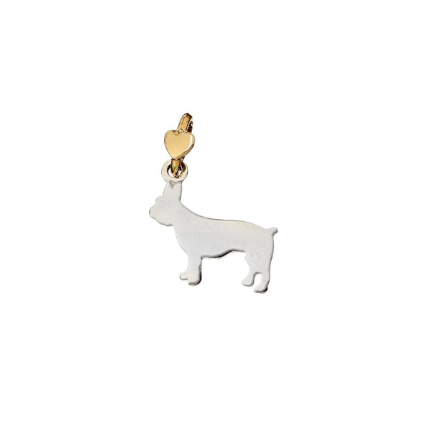 Charm de bulldog francés Dodo Mariani en plata y oro amarillo de 9 quilates
