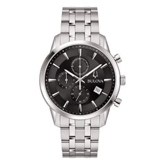 Bulova Sutton Men's Stainless Steel Chronograph Watch with Black Dial