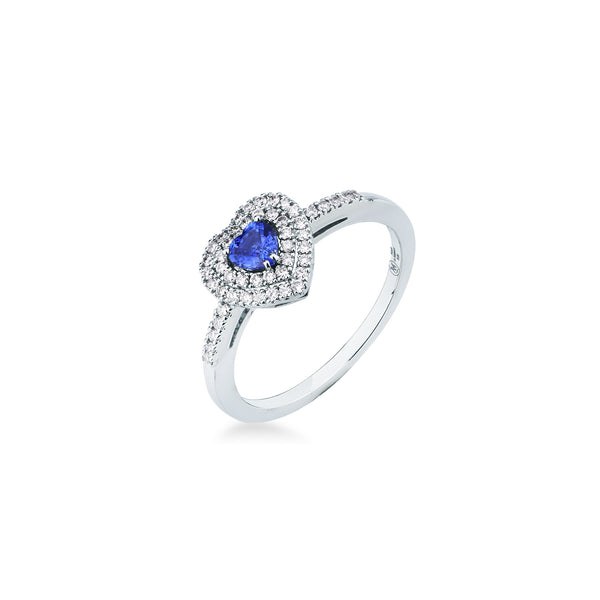 Anello Mirco Visconti con Zaffiro Naturale Taglio Cuore e Diamanti ABA1047