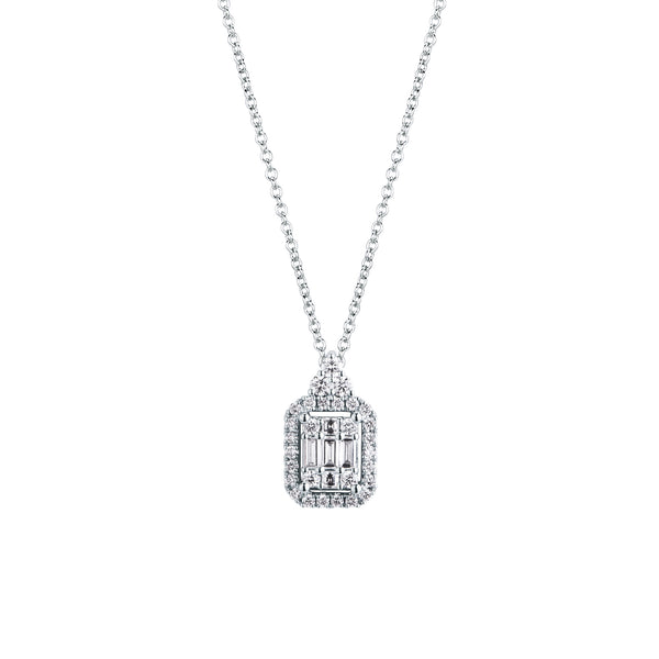 Collana Mirco Visconti in Oro Bianco con Pendente con Diamanti Taglio Baguette e Brillante ABA1329