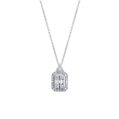 Collar Mirco Visconti de oro blanco con colgante de diamantes talla baguette y brillante