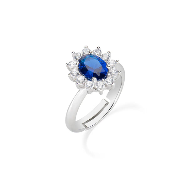 Anello Amen Regolabile Royal Lady Zircone Blu ANLDGBBBL2