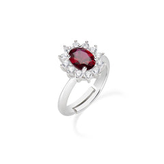 Amen Adjustable Royal Lady Zircon Ruby Ring