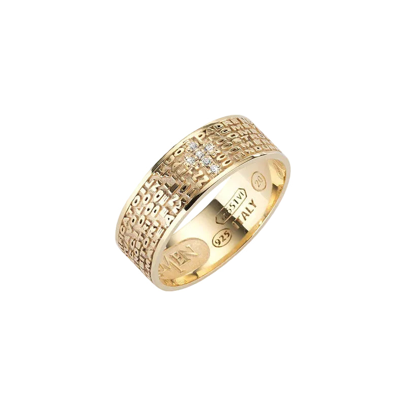 Anello Amen Padre Nostro Dorato Croce Zirconata ANPNGZB-62