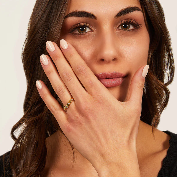 Amen Golden Rosary Ring with White Zircons