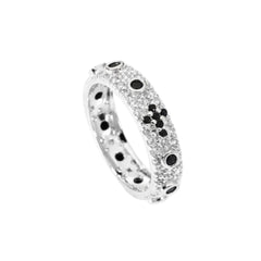 Amen Rosary Ring with Black Pavé Zircons