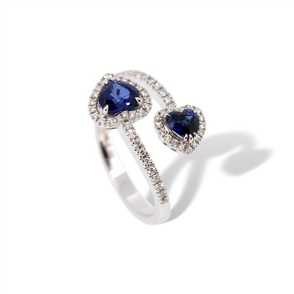 Anello Mirco Visconti Contrarié con Due Zaffiri taglio cuore e Diamanti ABA1061/Z