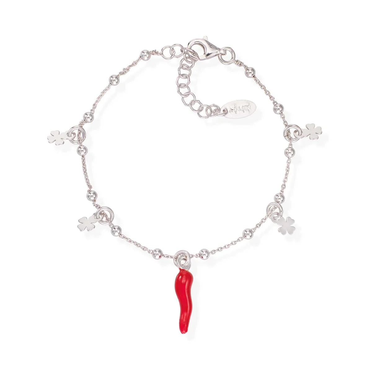 Amen Bracelet with Horn and Four-Leaf Clover