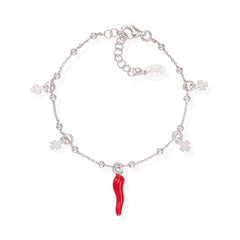 Amen Bracelet with Horn and Four-Leaf Clover