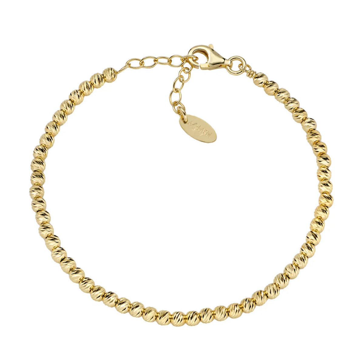 Pulsera Dorada Amén Reflejos de Luz con Esferas de Diamante