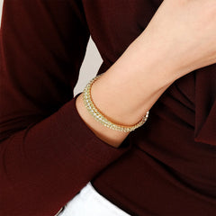 Pulsera Dorada Amén Reflejos de Luz con Esferas de Diamante