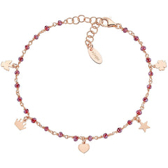 Bracciale Amen Con Charm Rosè E Cristalli Rubino BRLAMELRR