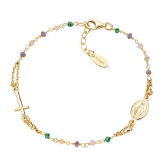 Bracciale Amen Rosario Dorato Con Cristalli Multicolor BRO10GTOVE3