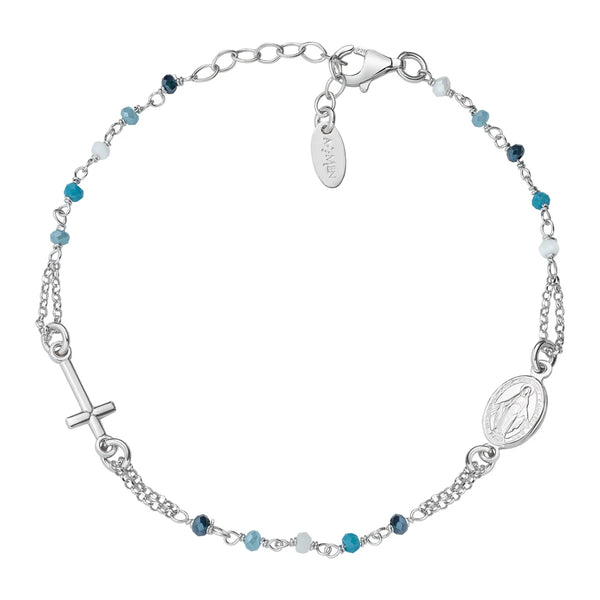 Bracciale Amen Rosario Cristalli Multicolor Azzurri BRO25BMUB3