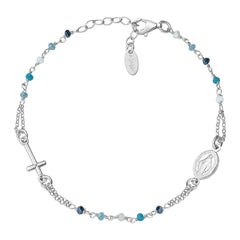 Amen Rosary Bracelet with Multicolored Blue Crystals