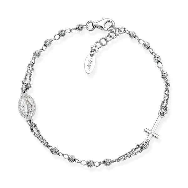 Bracciale Amen Rosario Argento Diamantato BROBD3