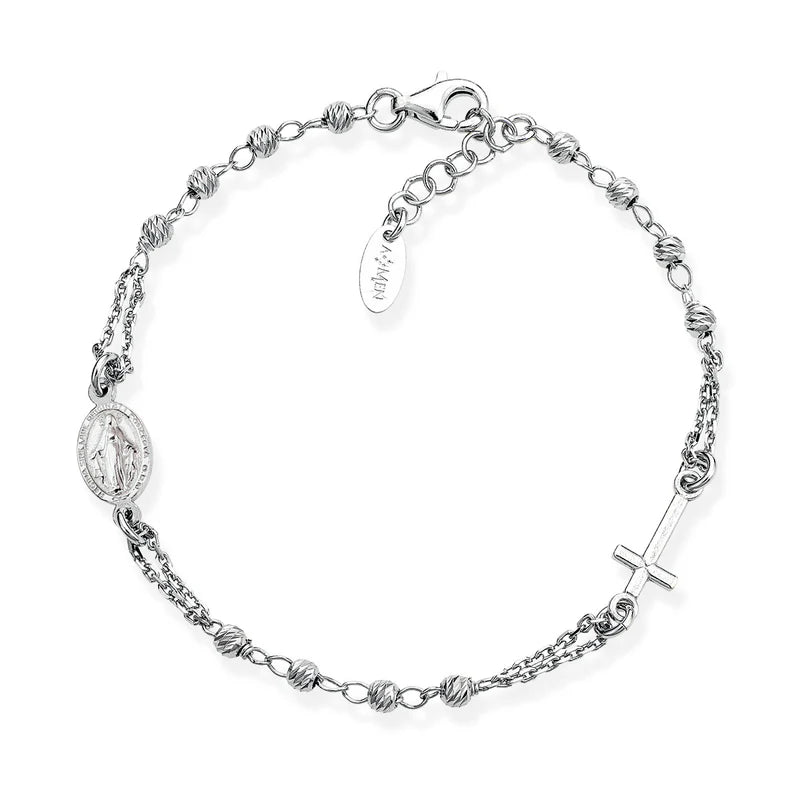 Bracciale Amen Rosario Argento Diamantato BROBD3