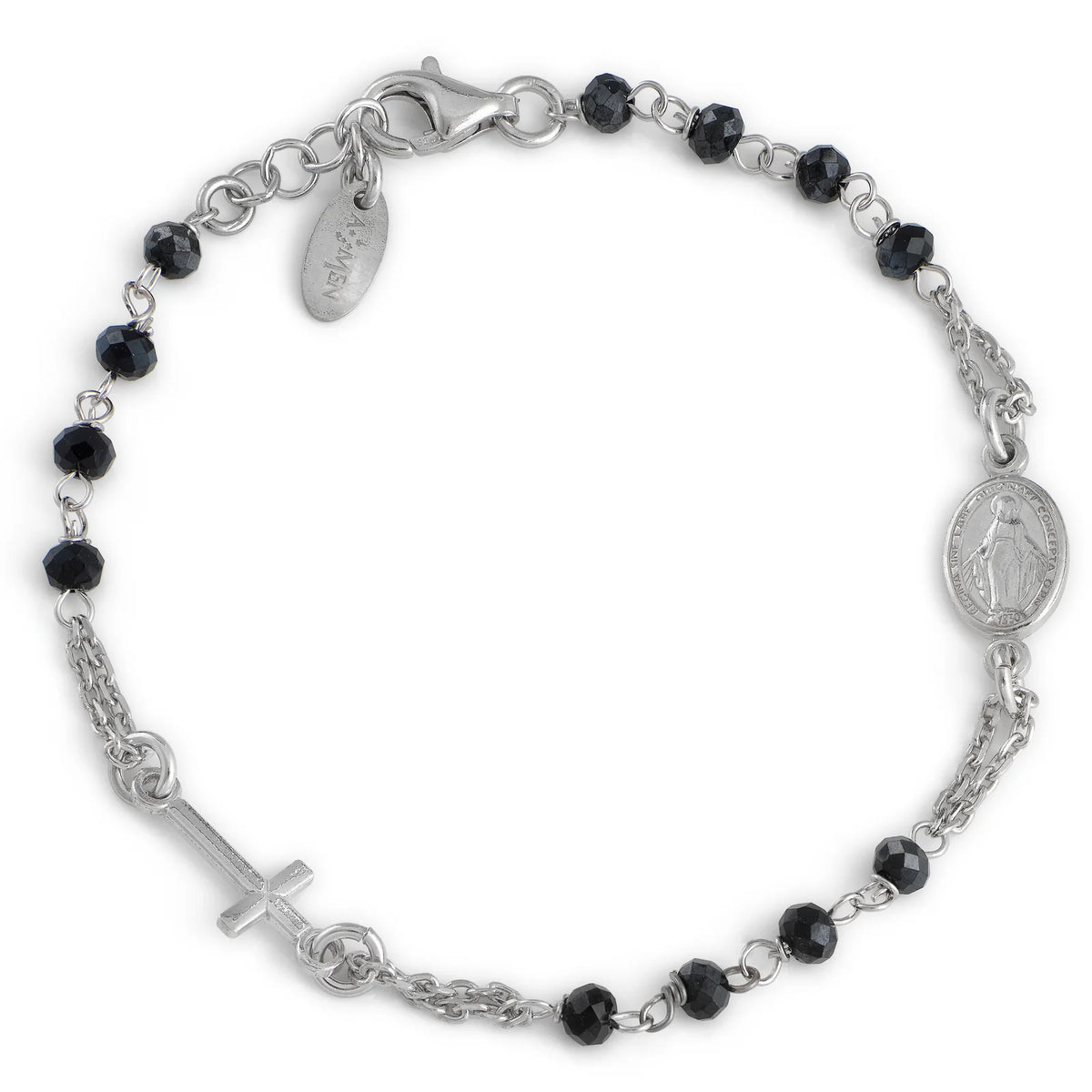 Bracciale Amen Rosario Con Cristalli Neri BROBG3