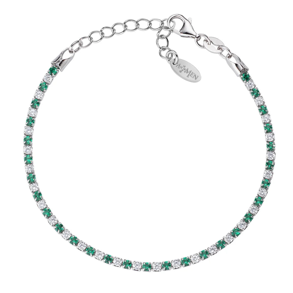 Bracciale Amen Tennis Mania Con Zirconi Bianchi E Verdi BTABBVE16
