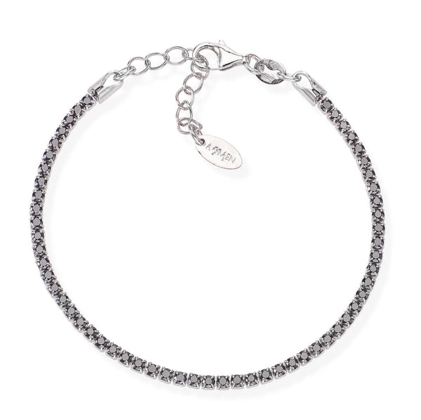 Pulsera de tenis Amen con circonitas negras