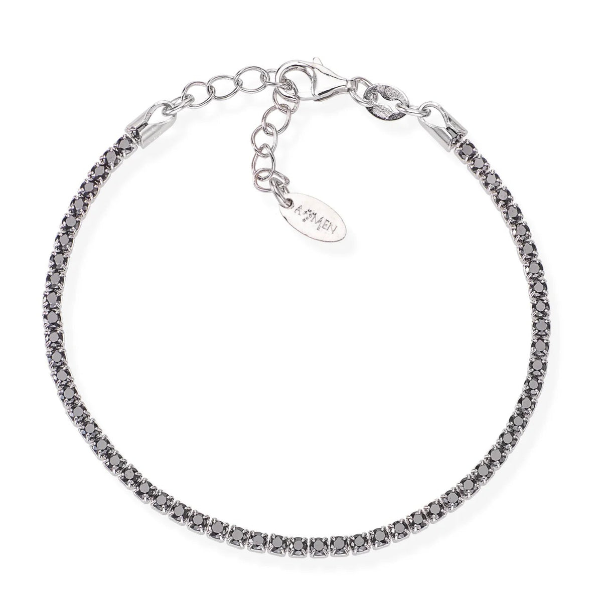 Bracciale Amen Tennis Con Zirconi Neri BTBN