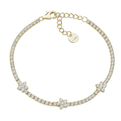 Pulsera de tenis de oro con flores y circonitas Amen