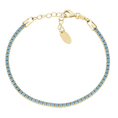 Amen Tennis Bracelet in Gold-Plated Silver with Turquoise Zirconia