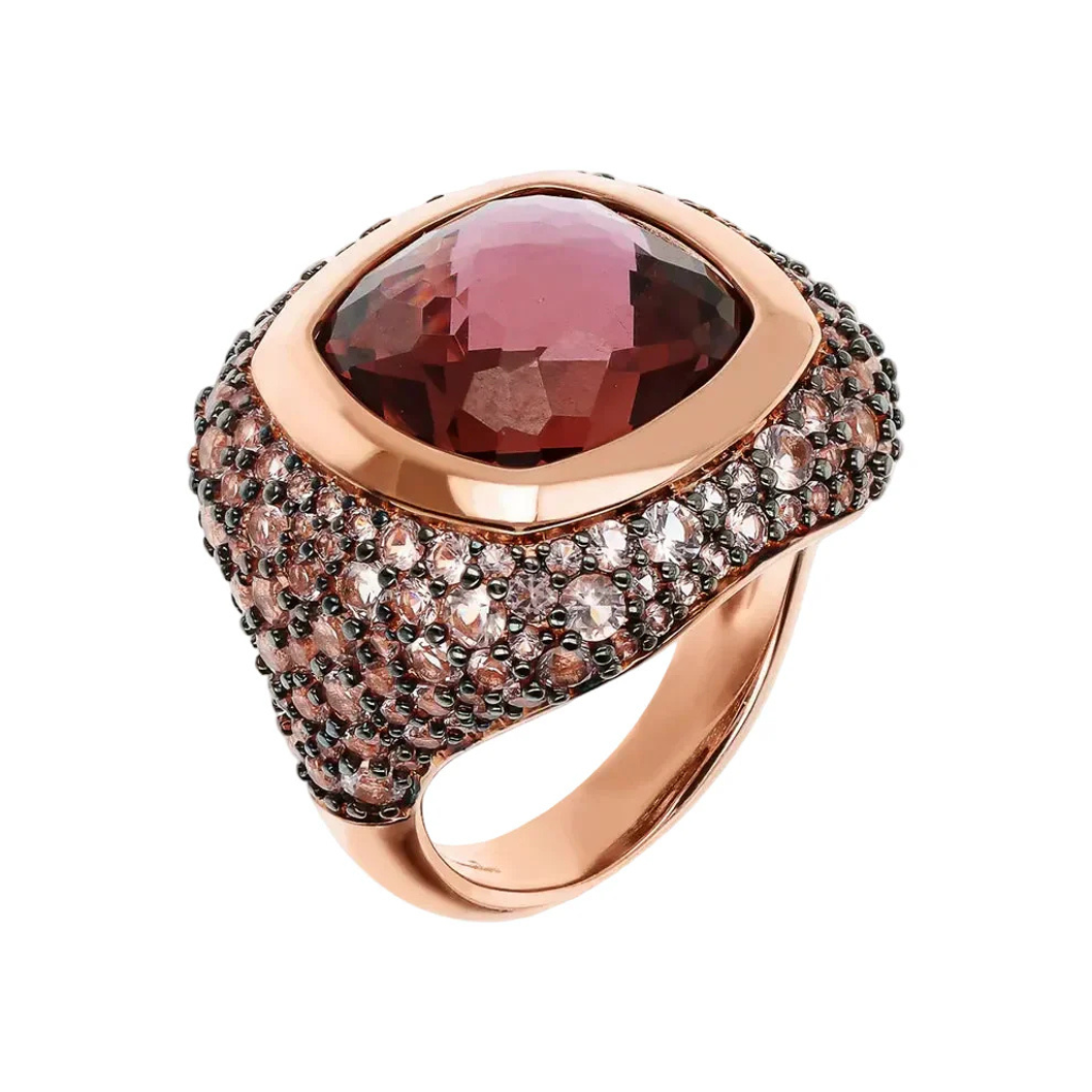 Anello Bronzallure Chevalier Con Prisma Gem E Pavé Di Cubic Zirconia -