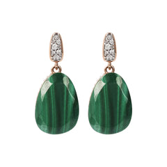 Pendientes colgantes Bronzallure con pavé de malaquita y circonitas cúbicas