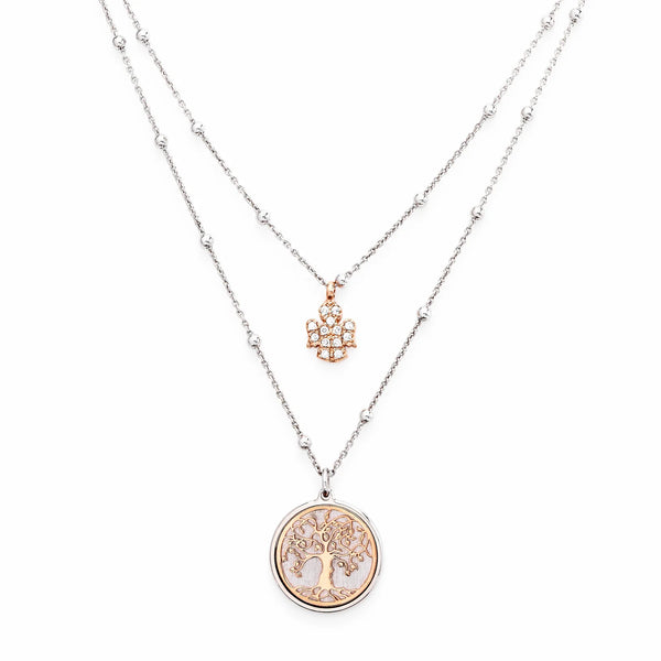 Collana Amen Doppio Filo Con Albero Della Vita E Angelo CL2AL1