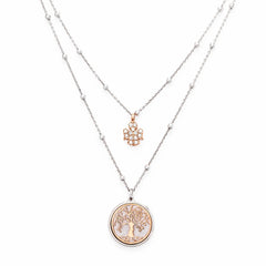 Amen Double Strand Necklace with Tree of Life and Angel