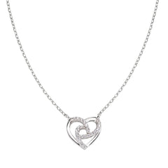 Amen Necklace with Heart in Silver with Zircons