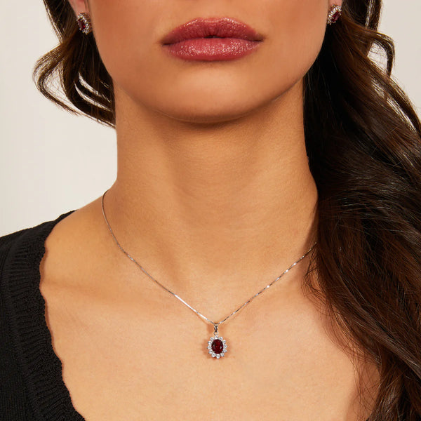 Collana Amen Royal Lady Con Zircone Rubino E Bianchi CLLDGBBR