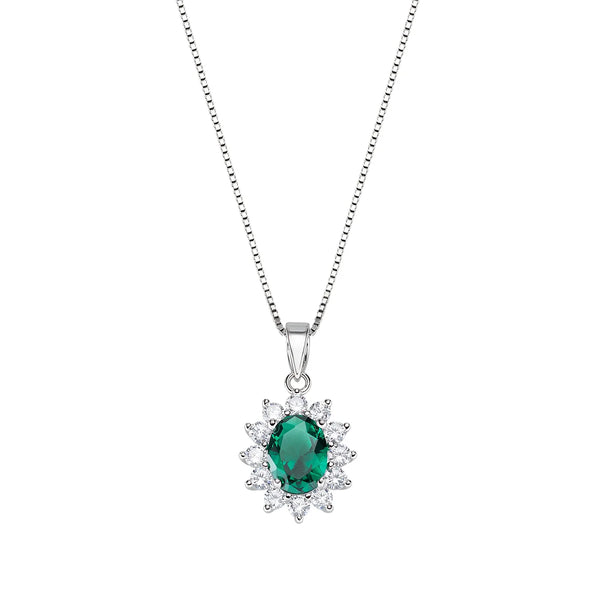 Collana Amen Royal Lady Con Zircone Verde E Bianchi CLLDGBBVE