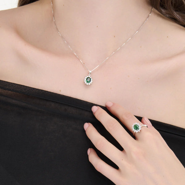 Collana Amen Royal Lady Con Zircone Verde E Bianchi CLLDGBBVE