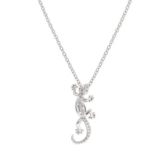 Amen Gecko Necklace with White Zircons