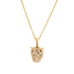 Collana Amen Pantera Dorata Zirconi Bianchi, Neri E Verdi CLPLEGBNVZ
