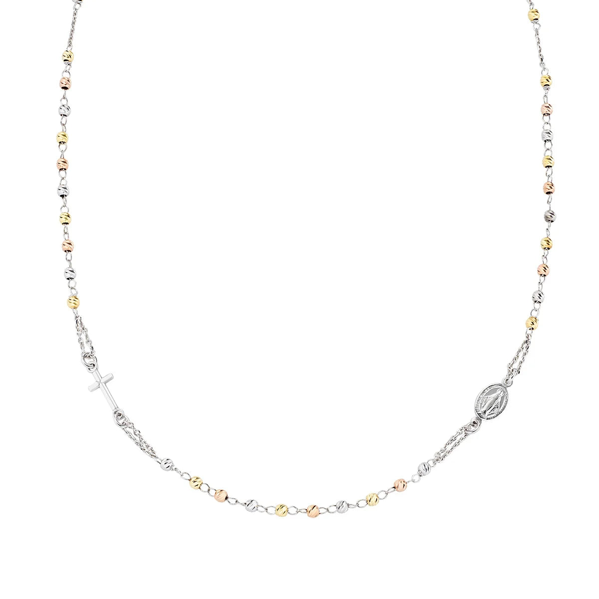 Collana Amen Rosario Girocollo Con Grani Multifinitura