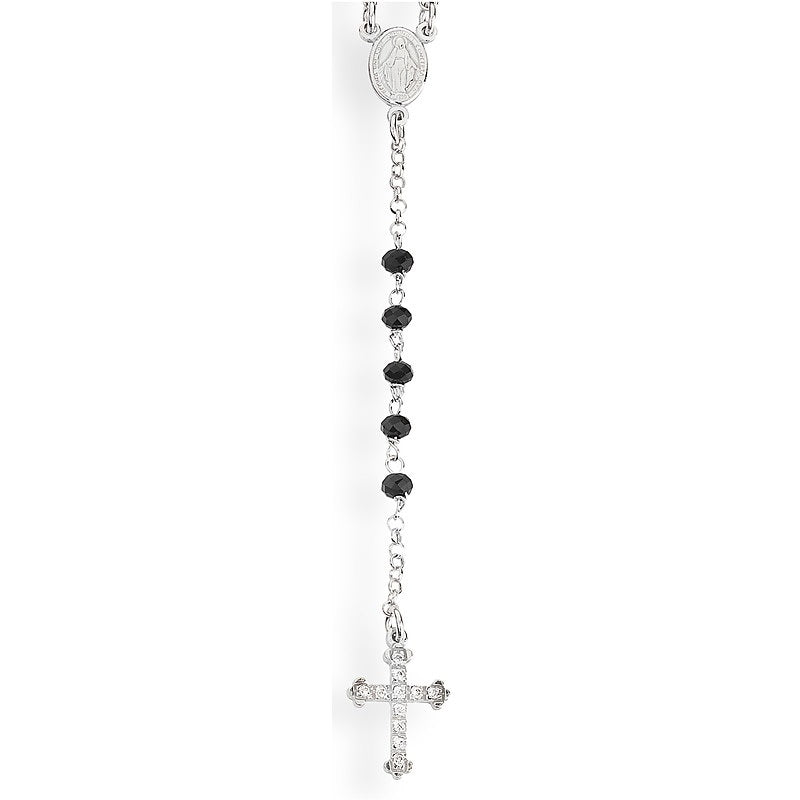 Collana Amen Rosario Con Cristalli Neri E Pavè