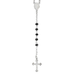 Amen Rosary Necklace with Black Crystals and Pavé
