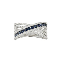 Anillo de oro blanco con zafiros y diamantes de Giorgio Visconti