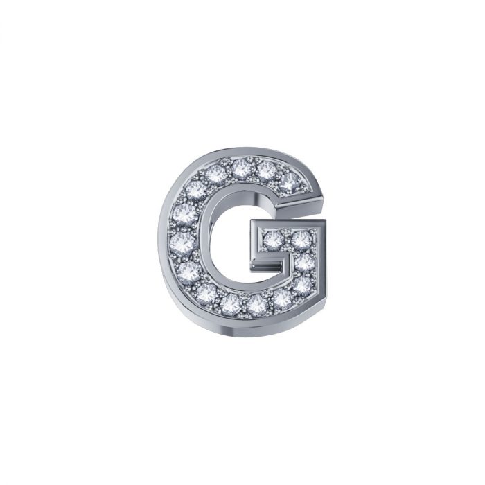 Charm Elements Letter G in White Gold and 0.02 ct Diamonds