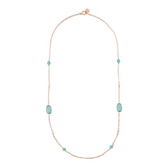 Collana Bronzallure Lunga con Pietre Effetto Occhio di Gatto e Perle d'Acqua Dolce -