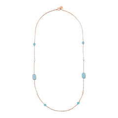 Collana Bronzallure Lunga con Pietre Effetto Occhio di Gatto e Perle d'Acqua Dolce -
